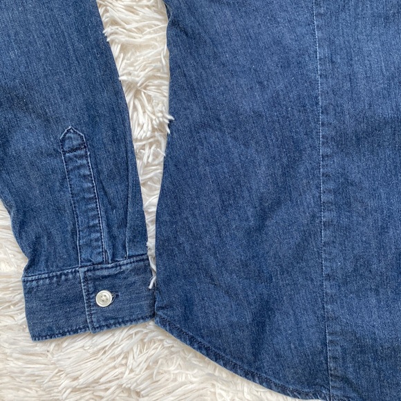 Loft Denim Button Down Shirt 💗 Dark Wash - Picture 10 of 12